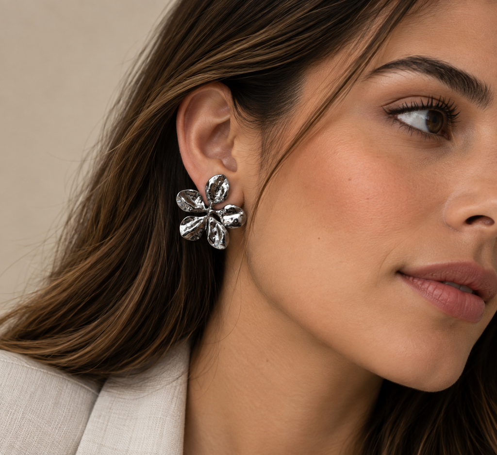 Aretes Orquídea Plateados