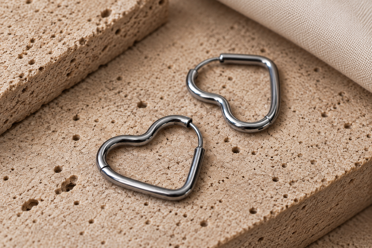 Aretes Heart Plateados