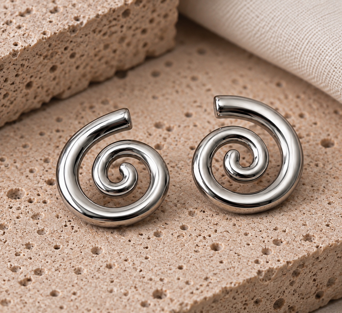 Aretes Vórtice Plateados