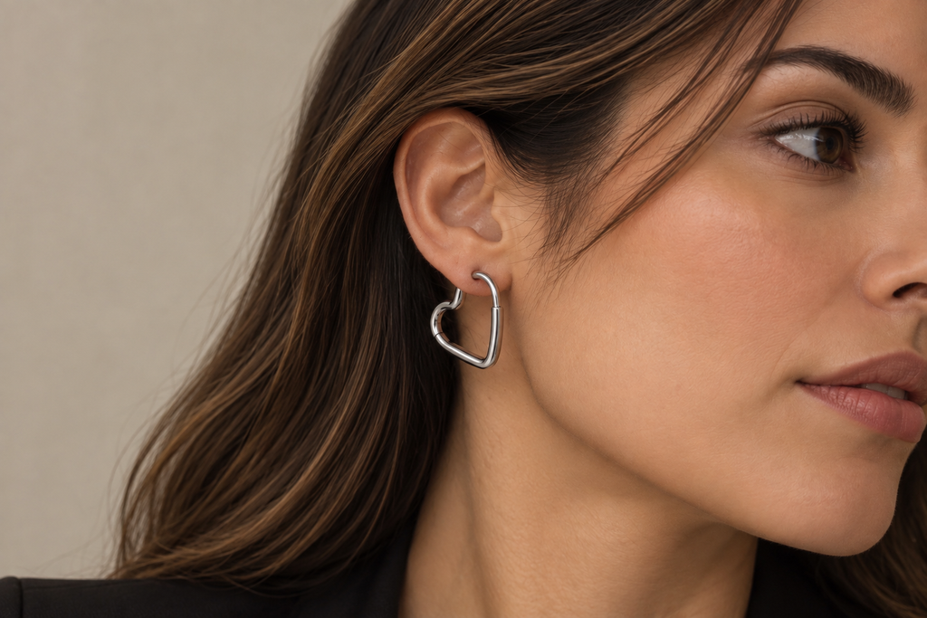 Aretes Heart Plateados