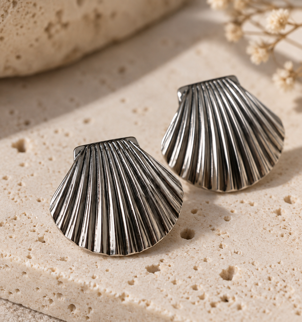 Aretes Concha Plateados