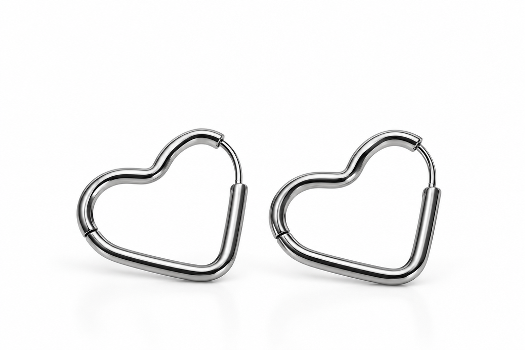 Aretes Heart Plateados