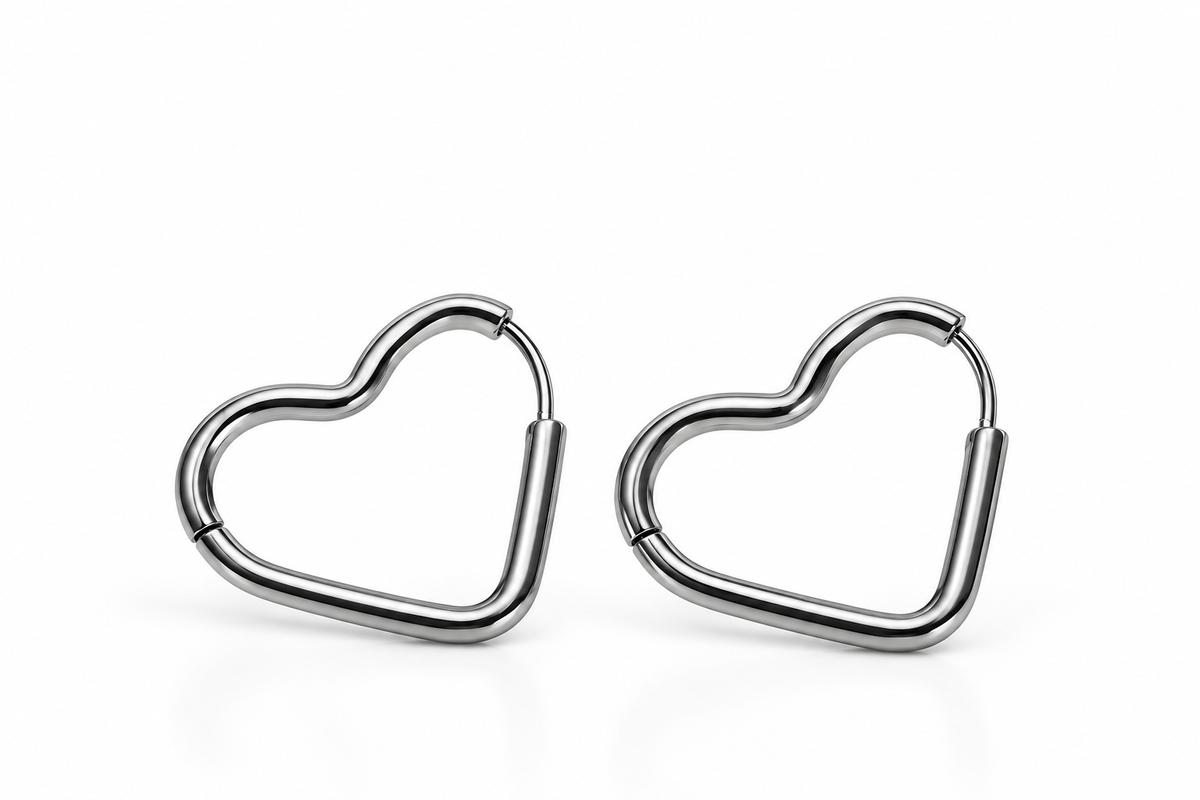 Aretes Heart Plateados