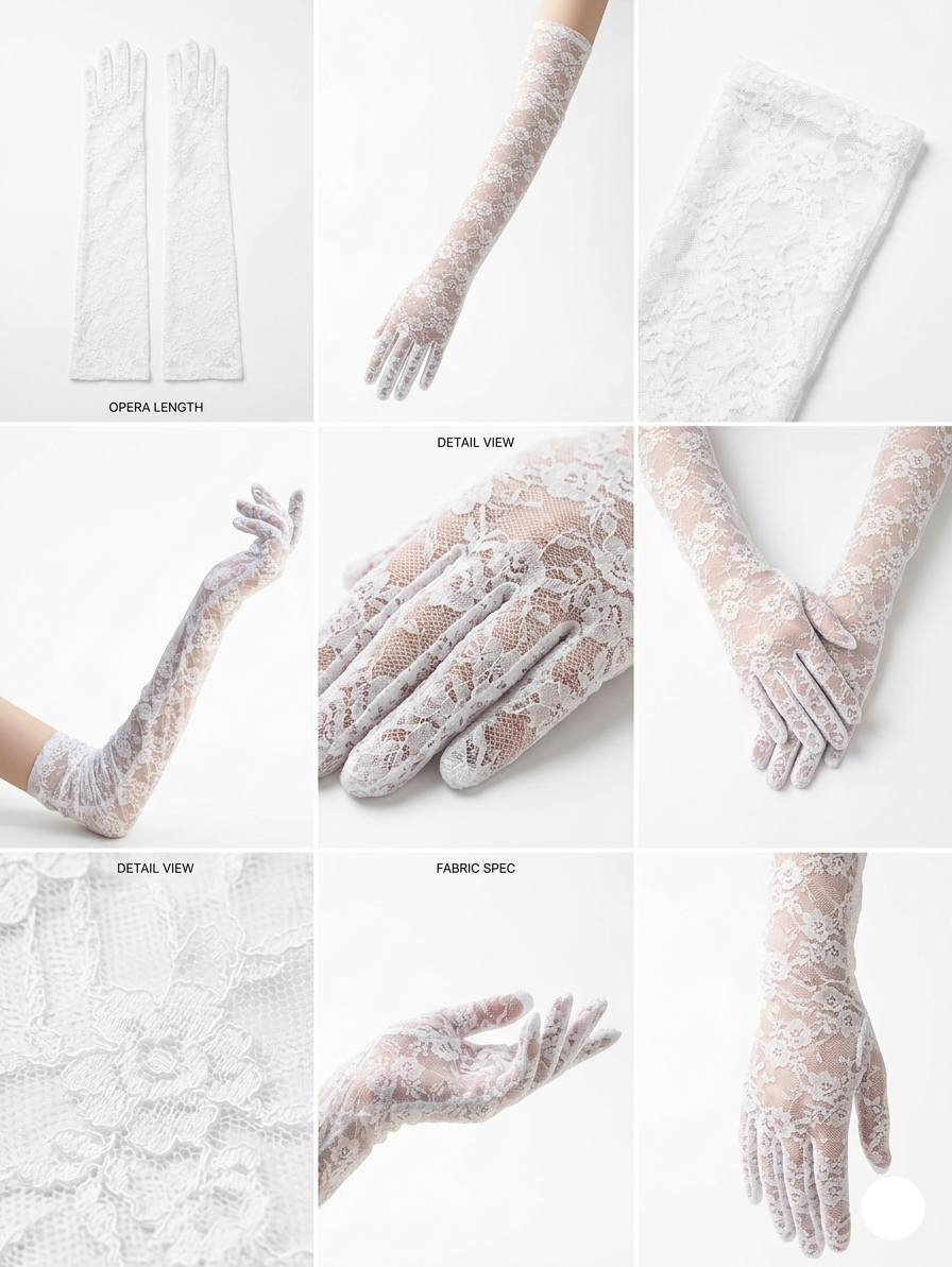 Guantes Largos de Encaje Floral