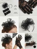 Set Tocado Fascinator con Guantes de Encaje